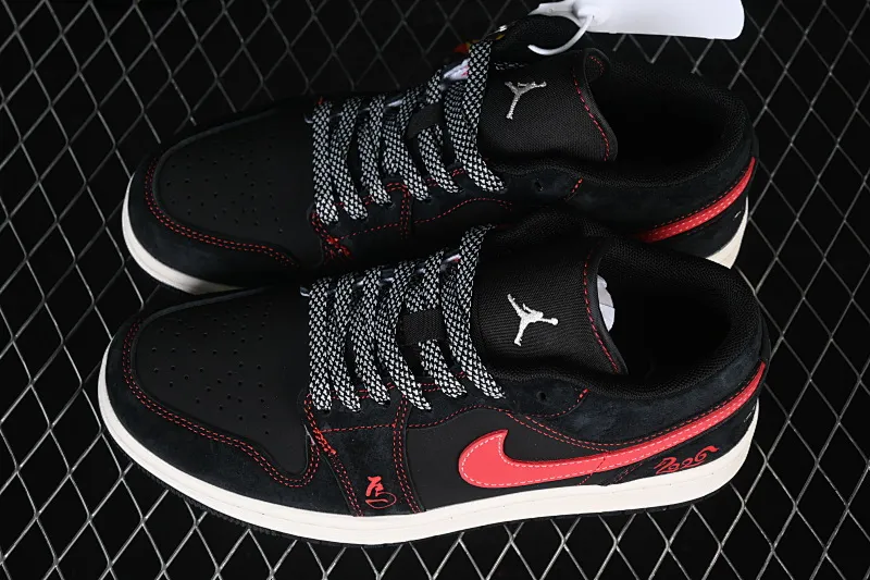 All categories Air Jordan Jordan series basketball shoes Air Jordan 1 Low High-end customized low-top sneakers Air Jordan 1 Low AJ1 Joe 1 Year of the Horse limited edition black and red high-end customized low-top retro basketball shoes DX6259-601
